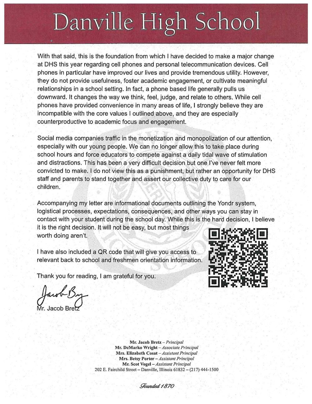  Welcome Back Letter